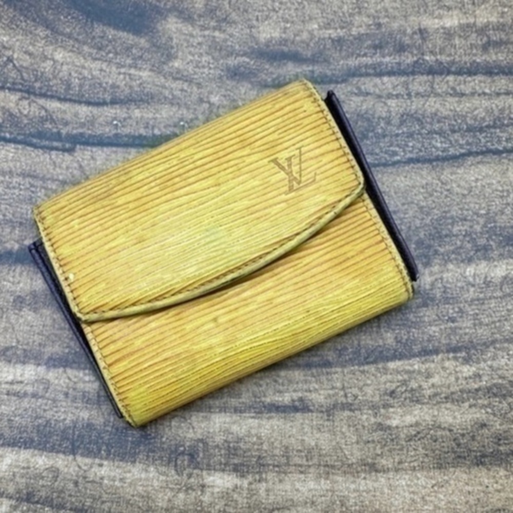 AUTHENTIC Louis Vuitton Epi Accordion Yellow/Purple Wallet Card Coin Pur…
